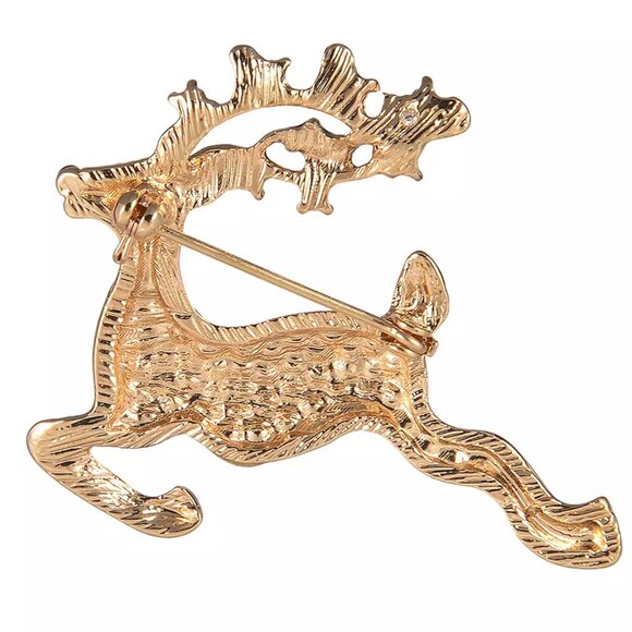Rudolph the Rednose Reindeer Crystal Pin - Christmas Holiday Brooch - Picture 4 of 4